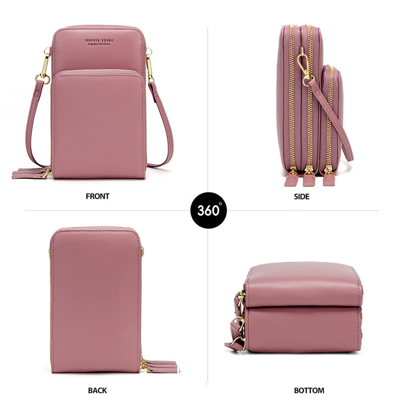 My Friday myfriday Small Crossbody Cell Phone Bag for Women, Mini Over Shoulder Handbag Purse with Credit Card Slots (A-pink) - Image 2